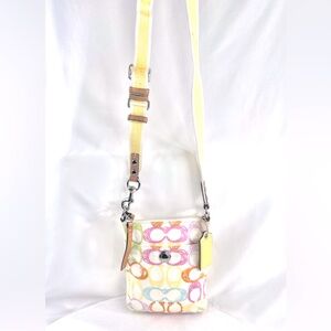 Coach Multicolor Scribble Signature Sateen Small Crossbody Bag Big Bag Charm